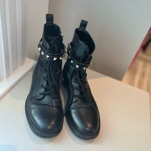 Valentino Garavani Black Leather Studded Boots